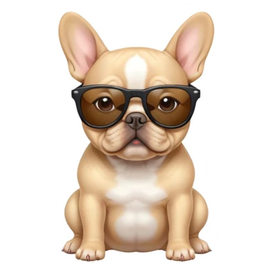 Light Tan French bulldog wearing sunglasses  sticker
