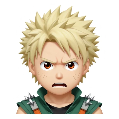 Bakugo Katsuki from My Hero Academia with spiky blonde hair and angry expression sticker