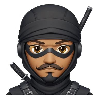 african-american ninja mercenary android with mustache and eye-patch sticker