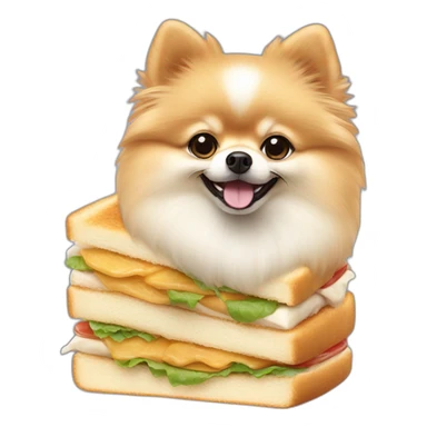 cream pomeranian sandwich sticker