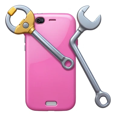 pink girly cellphone with a cute wrench sticker