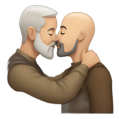 older bald European bearded  man kissing bald brown older Arab bearded  man sticker