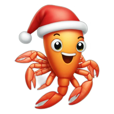 Funny shrimp dressed like santa claus sticker