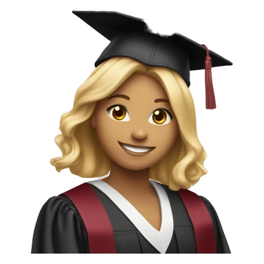 Blonde girl smiling wearing graduation cap with university of Chicago Loyola sticker
