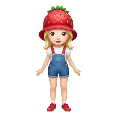 Strawberry shortcake human girl full body and legs with a strawberry hat on her hair without a cake sticker
