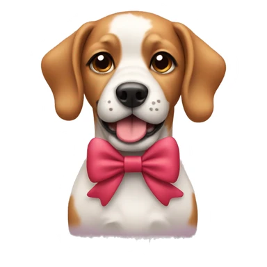 Dog wearing a bow sticker