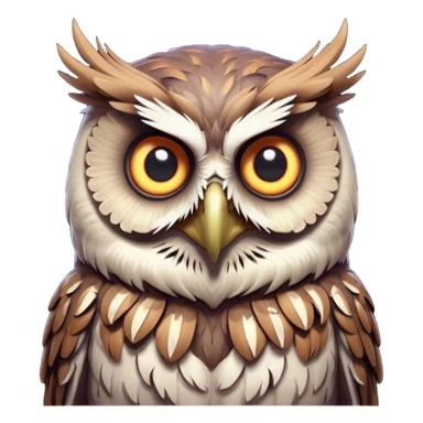 zombie owl portrait, head and shoulders only, ragged feathers, glowing eerie eyes, haunted night creature vibe, 3D cartoon, mobile game icon style, clean background, no text, no watermark
 sticker