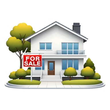 modern house with a for sale sign in front sticker