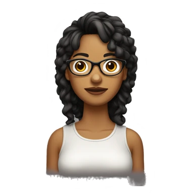 Chica rizada con el cabello castaño, corto corto y lentes negros sticker
