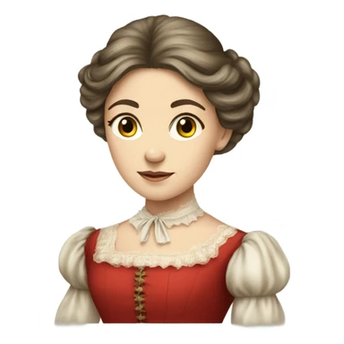 Young victorian lady on red dress and longe hair sticker