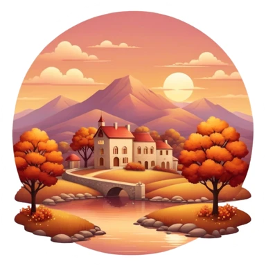 Romantic reddish-golden warm-colored sparkling Valentines vintage aesthetic scenic scenery landscape sticker