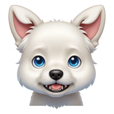 Snarling Blue eyed small white dog floppy ears  sticker