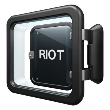 riot shield black with white RCR text and glass viewing window sticker