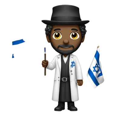 rabbi with Sidelocks holding israel flag doctor  sticker