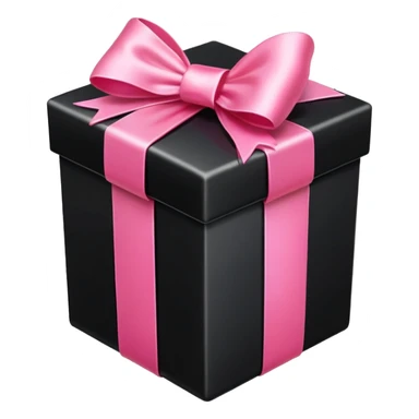 Realistic black gift box with light pink bow sticker