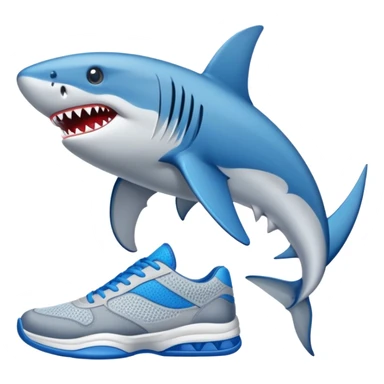 Un tiburón con zapatos tenis azules sticker