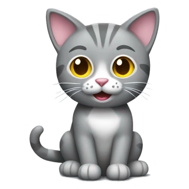 Grey cat play with toy  sticker