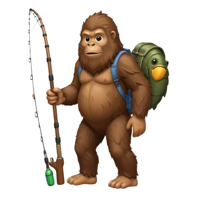 Bigfoot carrying a fishing pole sticker