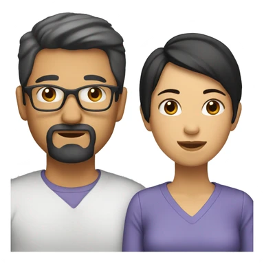 can you make ios emoji of two people, one female with short black hair and the other male with black hair and beard sticker