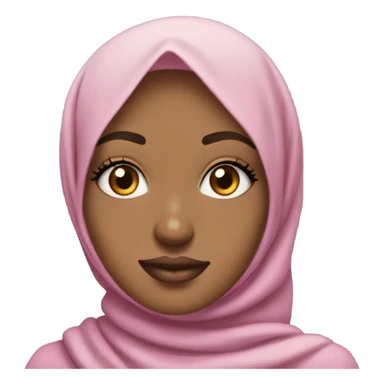 Hijabi girl with coquette aesthetic, wearing pink hijab with bows. She has blue eyes that fade into yellow slightly in the middle. She has long false eyelashes. She has mauve lip color and a gold nose ring on her left nostril. sticker