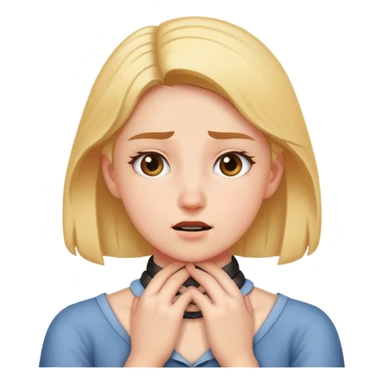 A girl putting her hands on her neck while lashing out sticker