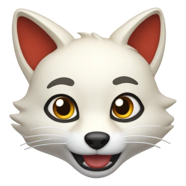 red and white kitsune head, amazed sticker