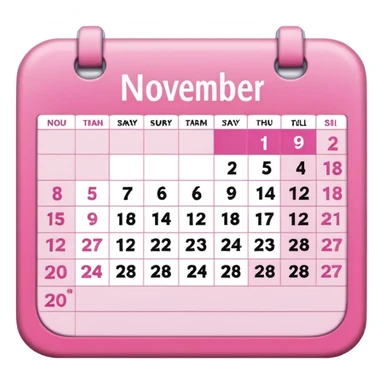 pink calendar of days in november 2025 in poppins text form sticker