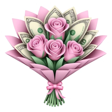 pretty pink bouquet made of money sticker