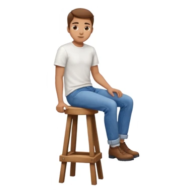 a person sitting on stool with full backward turned

 sticker