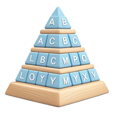 pastel blue alphabet blocks for children stacked in a pyramid sticker