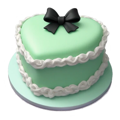 Pastel green heart shaped birthday cake with black and white bows  sticker