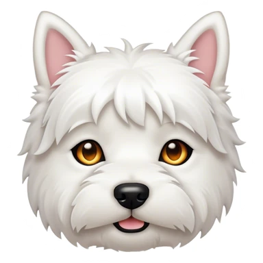 Cinematic Noble West Highland White Terrier Portrait Emoji, Poised and regal, with a compact, sturdy build and a pristine, well-groomed pure white coat, deep-set soulful dark eyes, Simplified yet sharp and sophisticated features, highly detailed, glowing with a soft, dignified glow, high shine, intelligent and loyal, stylized with an air of confidence, focused and attentive, soft glowing outline, capturing the essence of a watchful and determined companion, so majestic it feels as though it could trot out of the screen with effortless authority! sticker