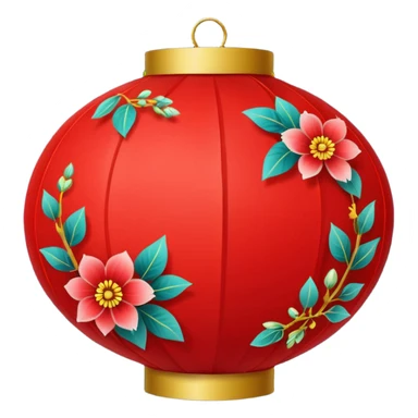 cute chinese red lantern with floral decoratons sticker