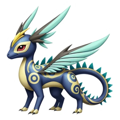 zig-zag-patterned tribal tropical hot spotted Meloetta-Dialga-Giratina-Noibat-Pokémon-Fakémon-fusion-hybrid-creature sticker