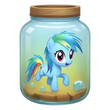 Rainbow dash scared in jar with with water sticker