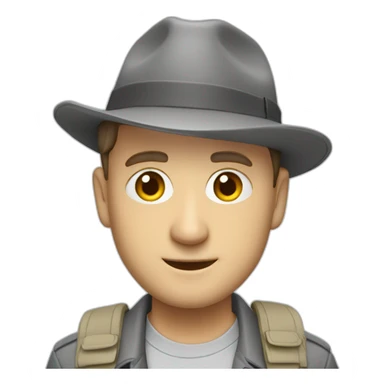 tim robinson wearing a grey fedora with a grey safari flap on the back sticker