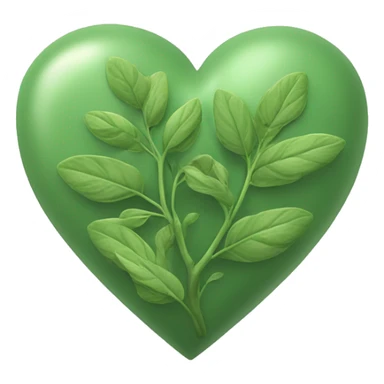 Sage green heart with leaves sprouting from it sticker