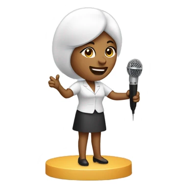 Seller woman with handless microphone sticker