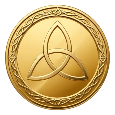Mora Gold coin with a triquetra and an overlapping triangle on it sticker