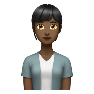 White teen girl with black hair and bangs meditating sticker