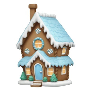 Cosy light blue gingerbread house  sticker