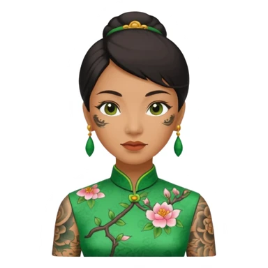 ancient woman with tatooed and green cheongsam sticker