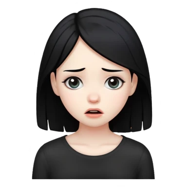 Create a girl with black hair violently choking herself sticker