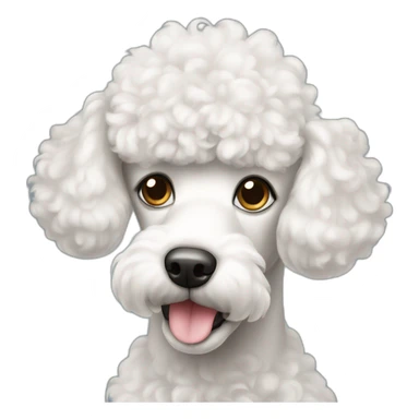a white poodle dog with cute eyes looking at screen sticker