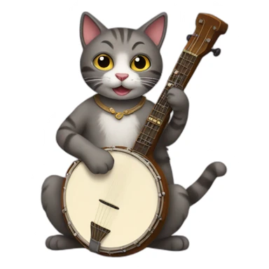 cat playing banjo sticker