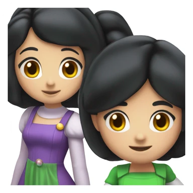 Two girls with black hair in Mario and Luigi outfit sticker