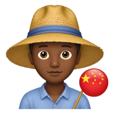 Chinese guy stereotype with straw hat and little eyes sticker