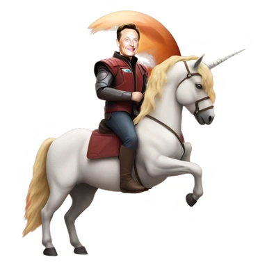 elon musk on a unicorn in mars sticker