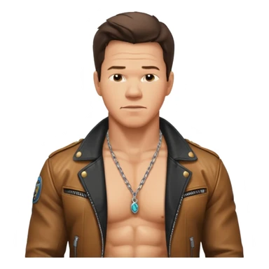 Mark Wahlberg as Marky Mark with shirtless with necklace, jacket sticker