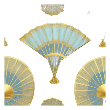 Hand fan light Blue and gold  sticker